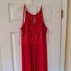 Red Empire Evening Gown